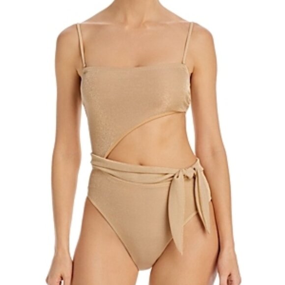 Ramy Brook Women's Gigi Cutout One Piece Swimsuit Size M Soft Gold - Picture 1 of 1